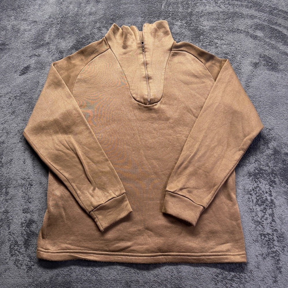 Military Issue Cold Weather Undershirt Mens M Brown 1/4 Zip Fleece Base Layer
